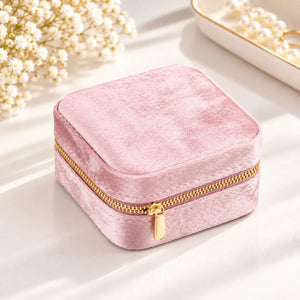 Boîte à Bijoux Velours Rose Géométrique