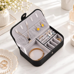 Boîte à Bijoux Voyage Cuir Noir