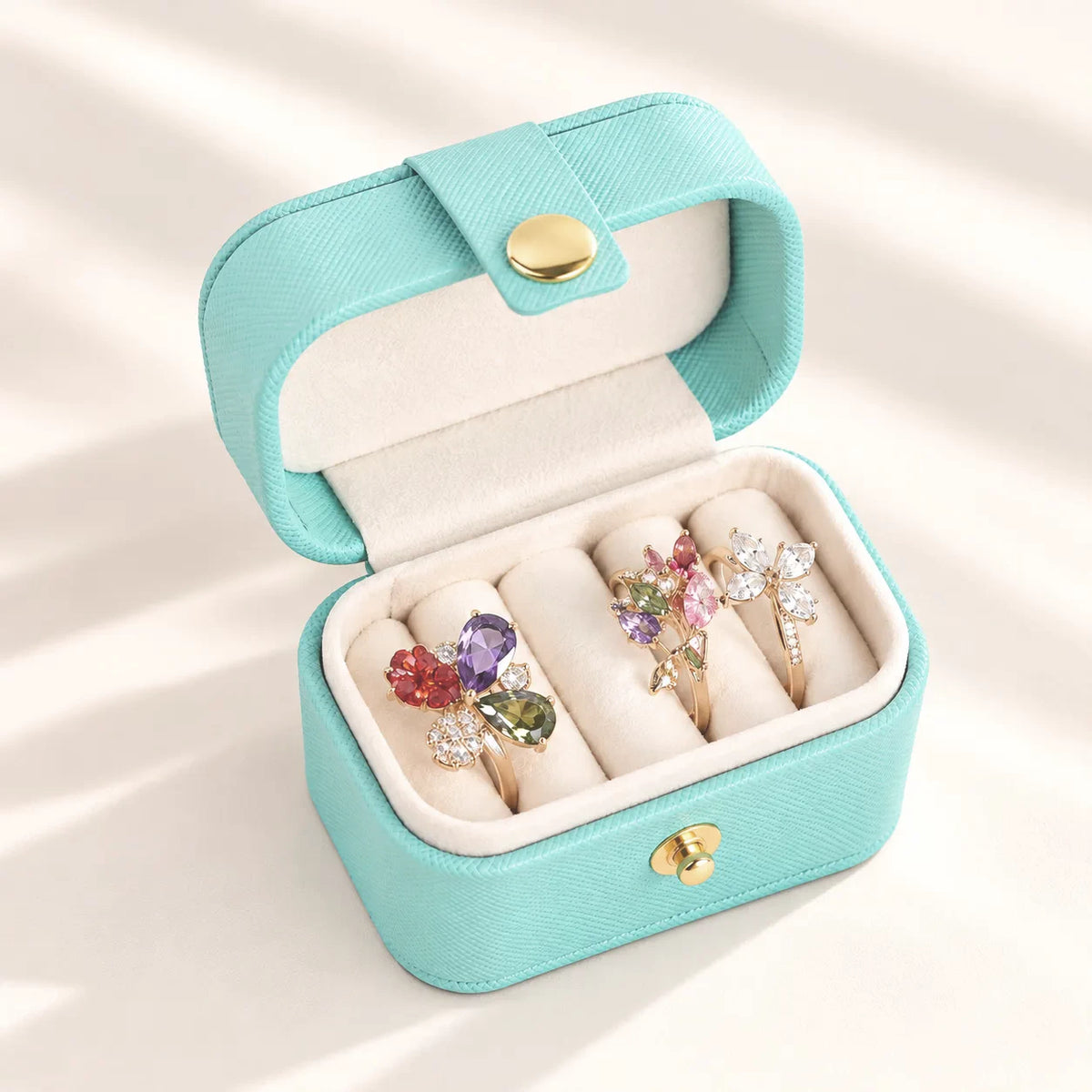 Petite Boîte à Bijoux Voyage Cuir Bleu