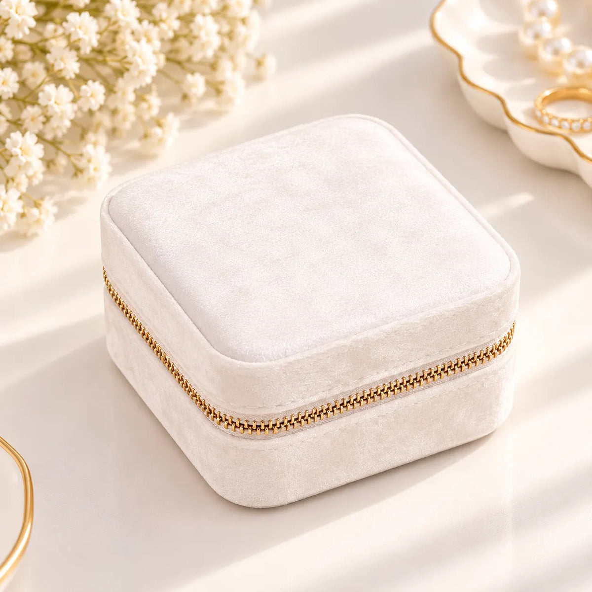 Boîte à Bijoux Velours Blanc Nomade