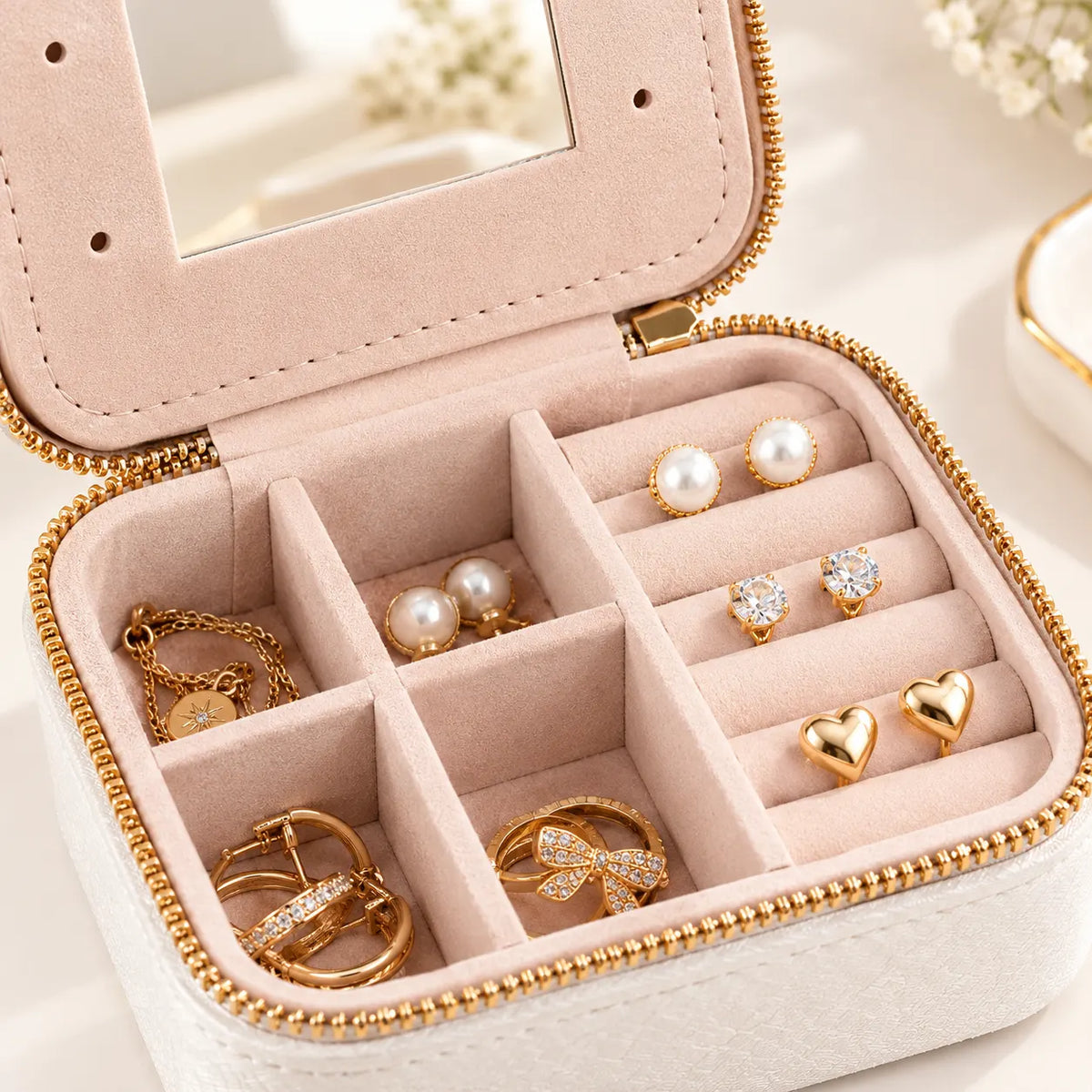 Boîte à Bijoux Velours Blanc Nomade