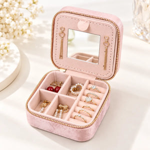 Boîte à Bijoux Velours Rose Géométrique