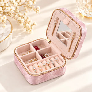 Boîte à Bijoux Velours Rose Géométrique
