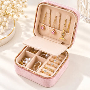 Boîte à Bijoux Velours Rose Géométrique