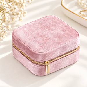 Boîte à Bijoux Velours Rose Géométrique