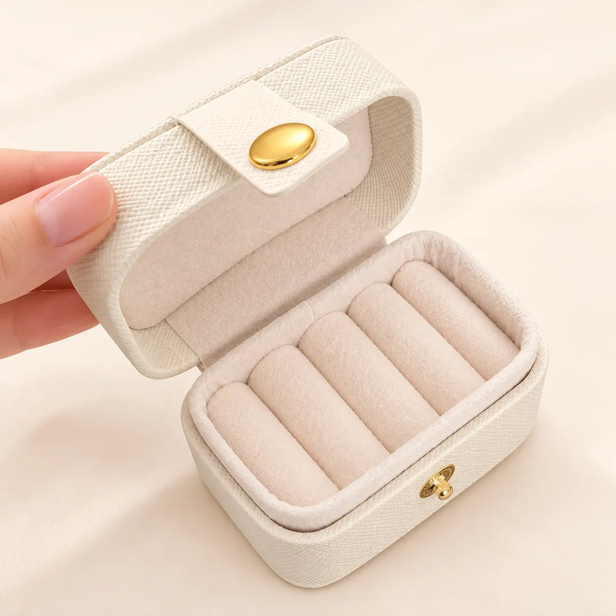 Petite Boîte à Bijoux Blanche en Cuir