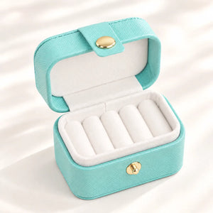 Petite Boîte à Bijoux Voyage Cuir Bleu